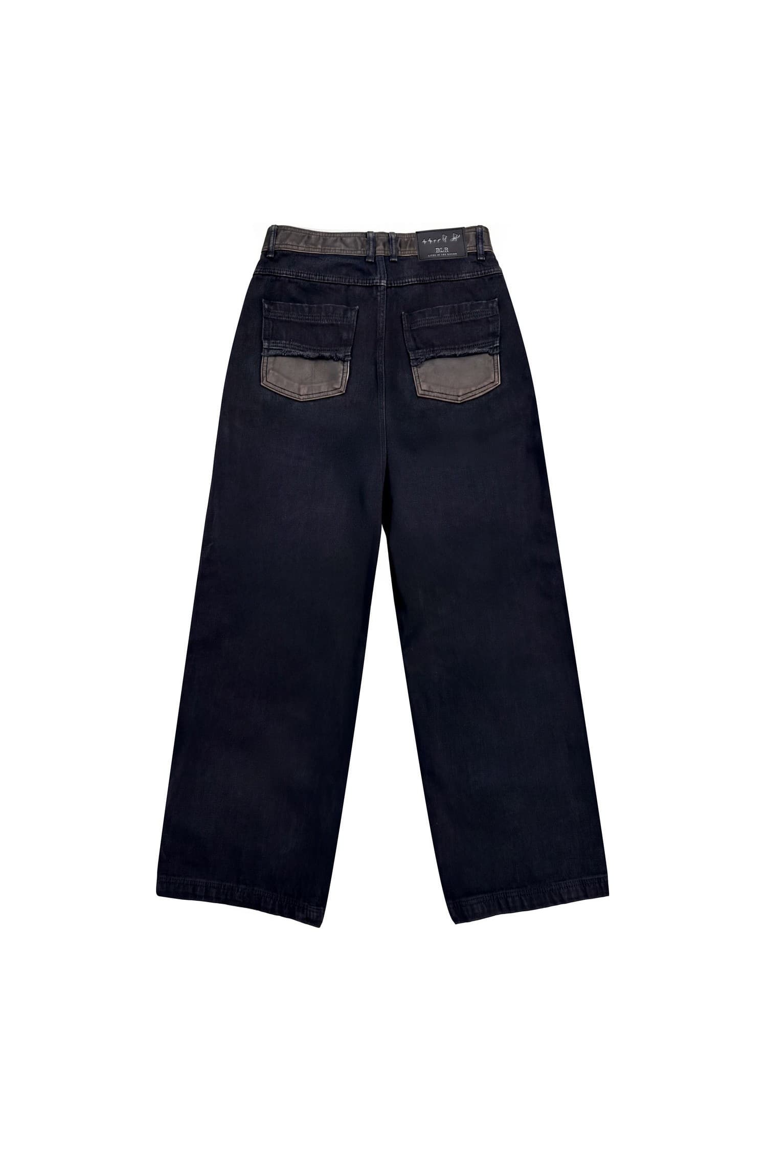 Leather-Trim Knee Point Denim Pants — vue 6