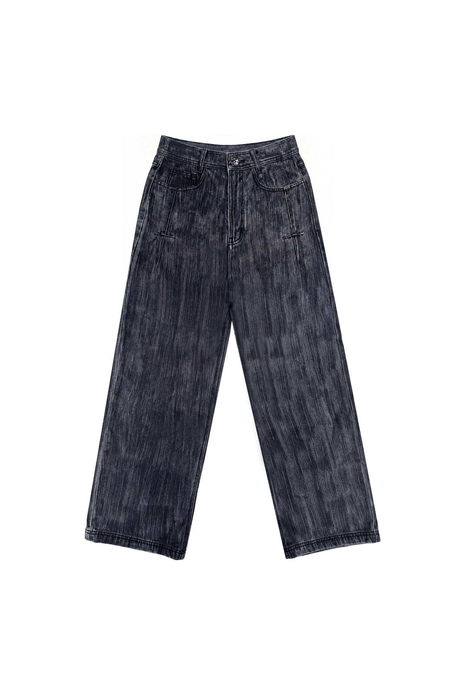 Brushed Oil Washed Wide Denim Pants Black — vue 6