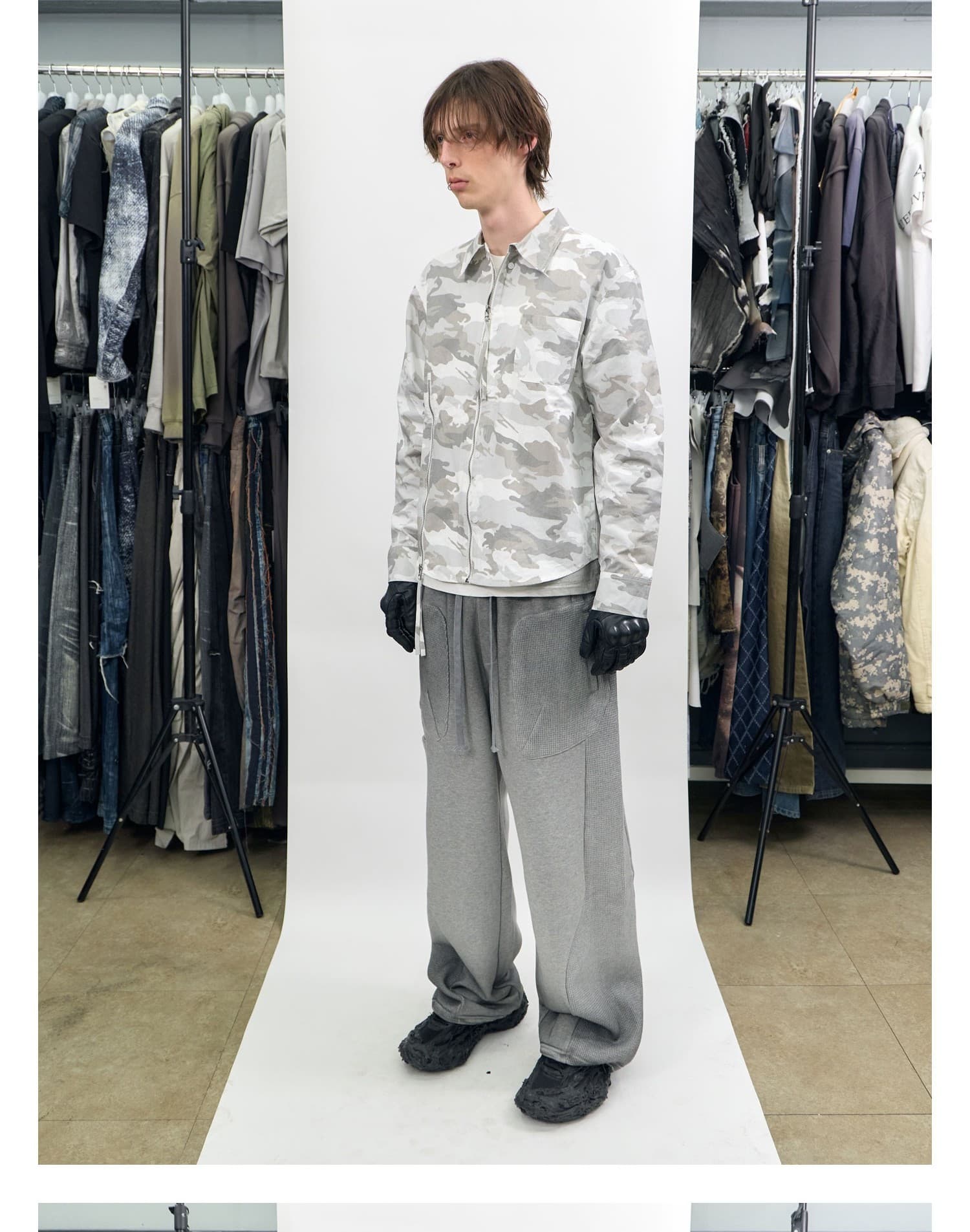 Camo Zip-Up Overshirt Ivory — vue 2