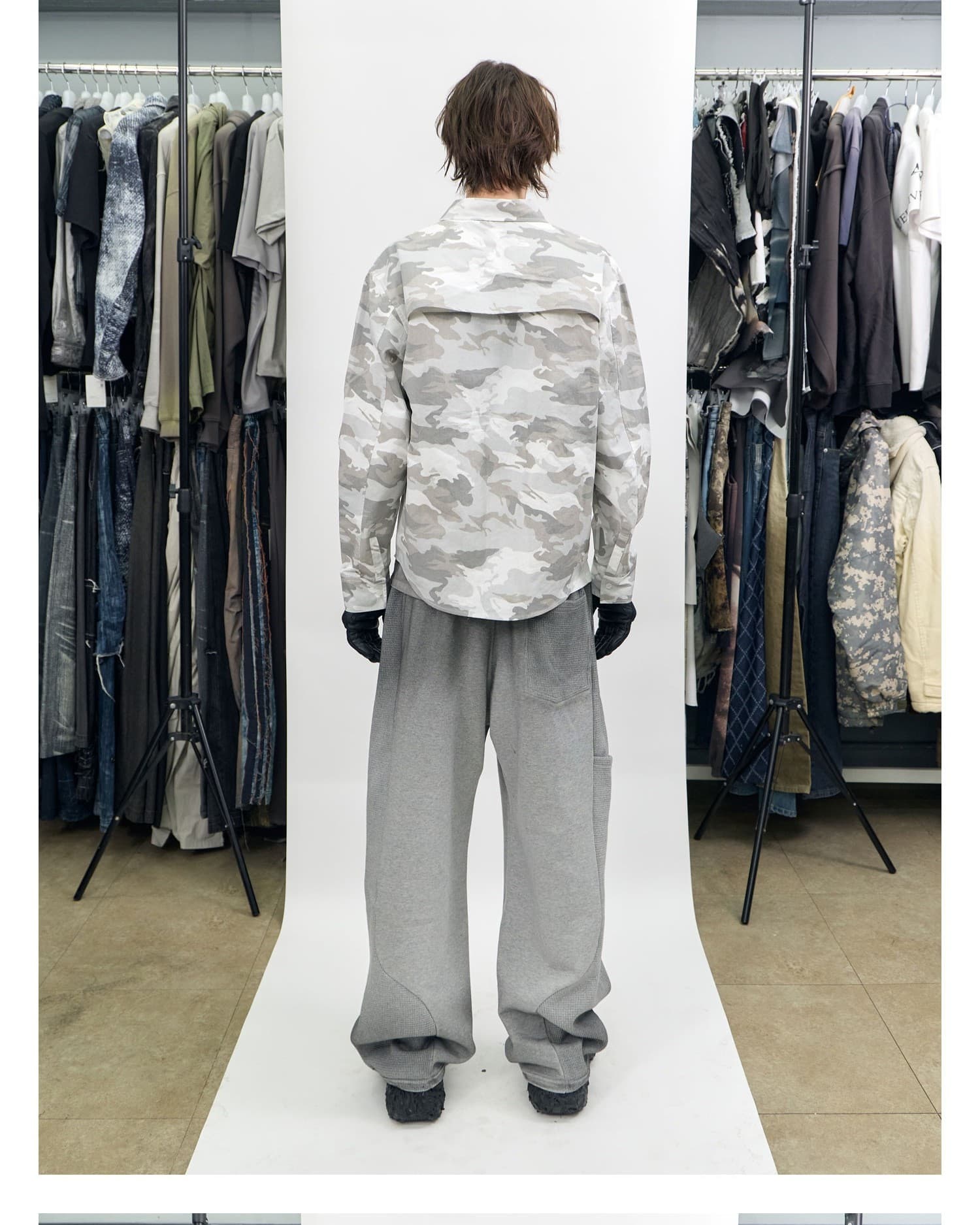 Camo Zip-Up Overshirt Ivory — vue 3