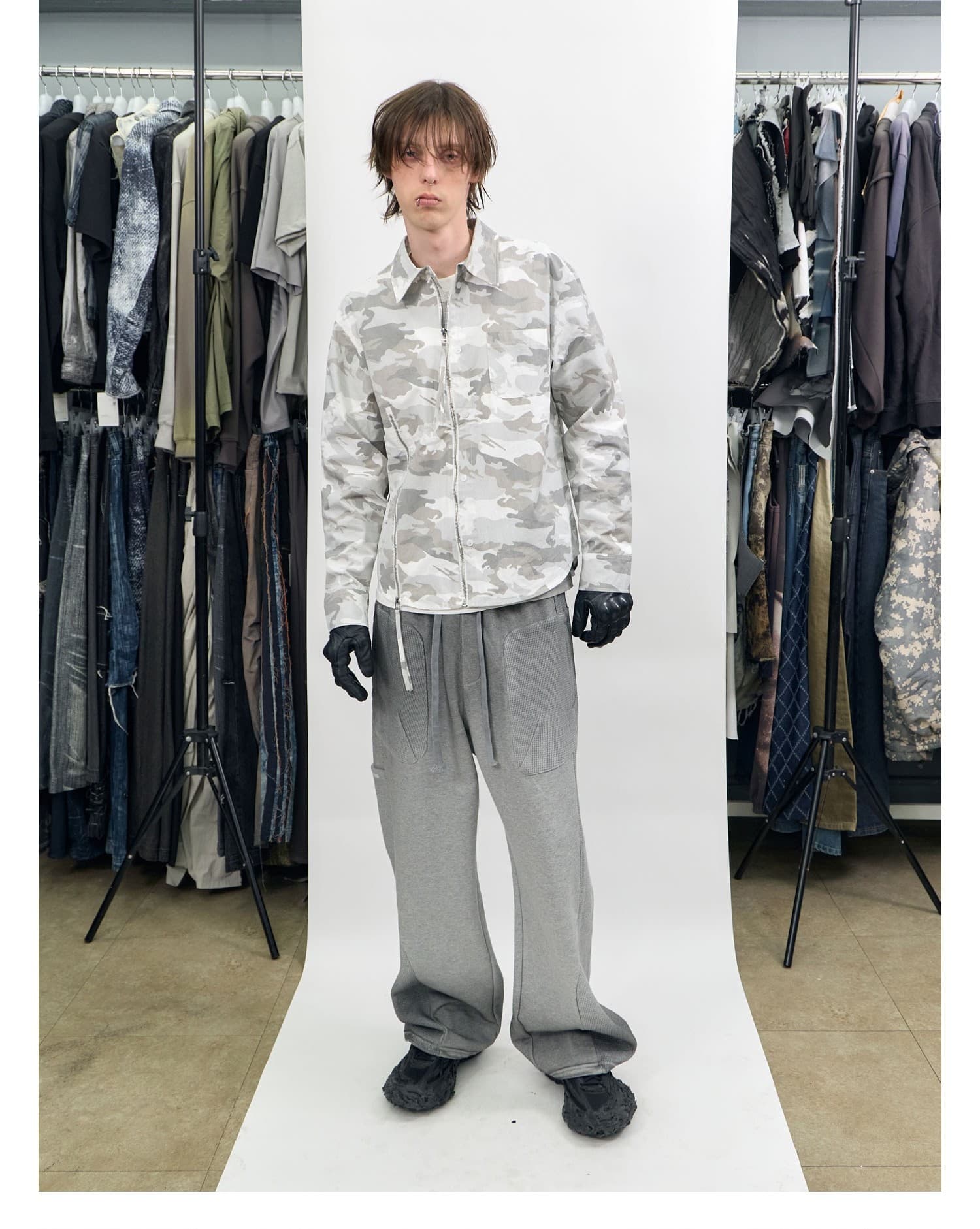 Camo Zip-Up Overshirt Ivory — vue 4