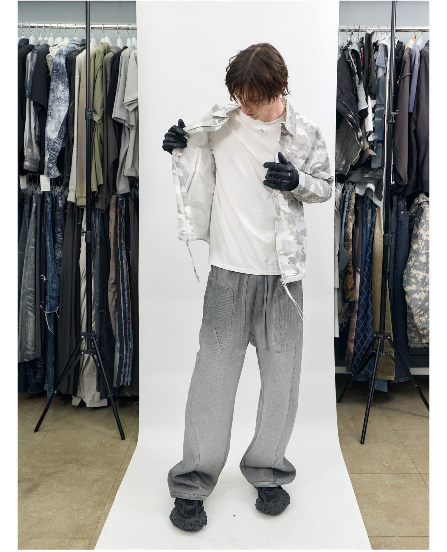 Camo Zip-Up Overshirt Ivory — vue 5