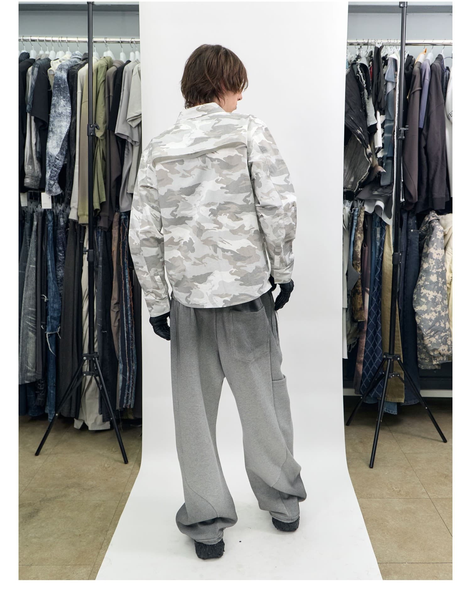 Camo Zip-Up Overshirt Ivory — vue 6
