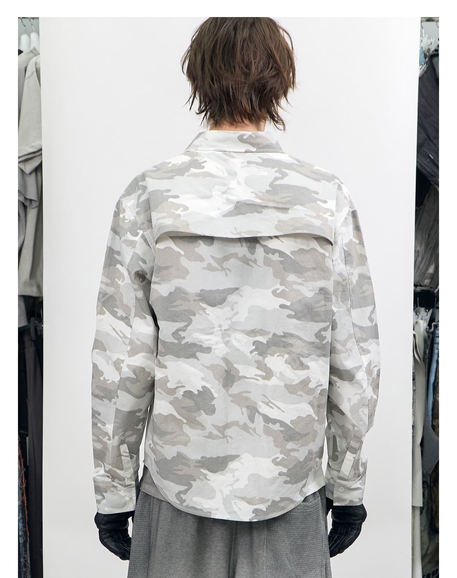 Camo Zip-Up Overshirt Ivory — vue 9