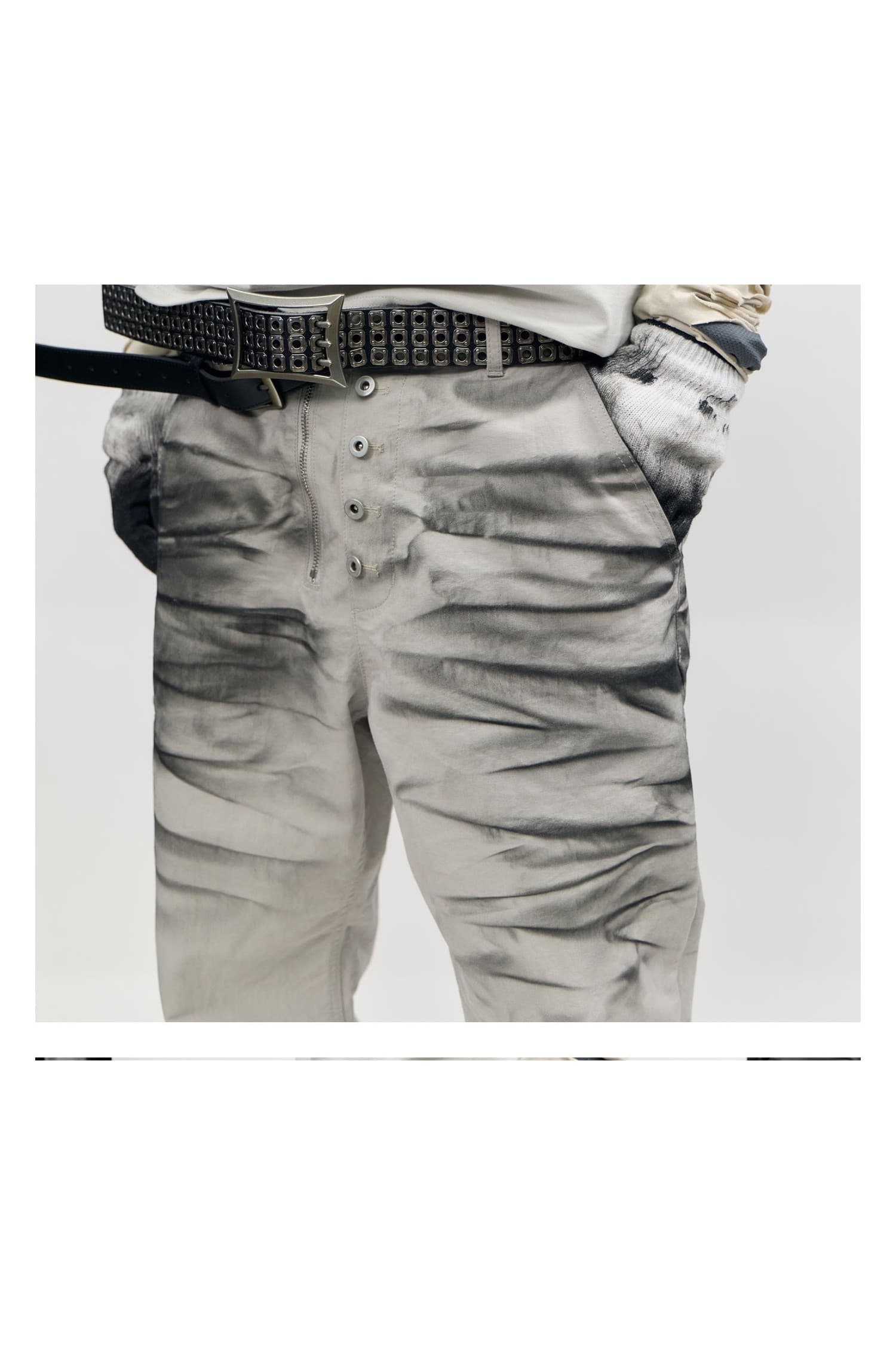 Spray Washed Semi-Flare Pants Beige — vue 7