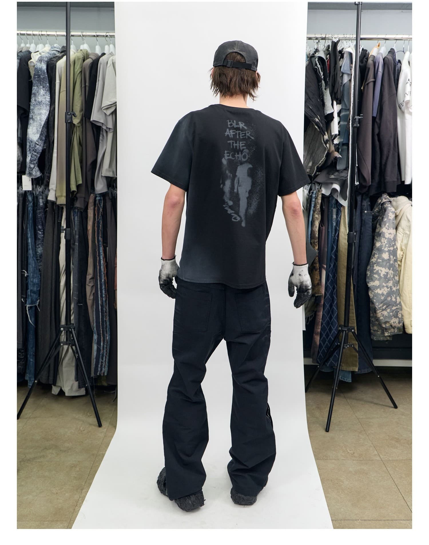 Spray Washed Semi-Flare Pants Black — vue 6
