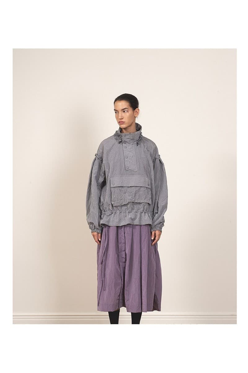 Frill Detail Anorak Jacket Grey — vue 2