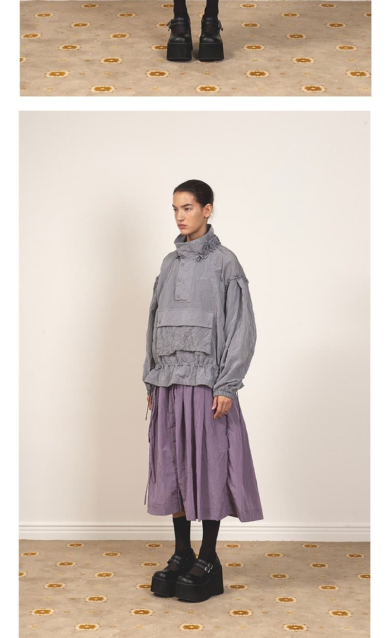 Frill Detail Anorak Jacket Grey — vue 3