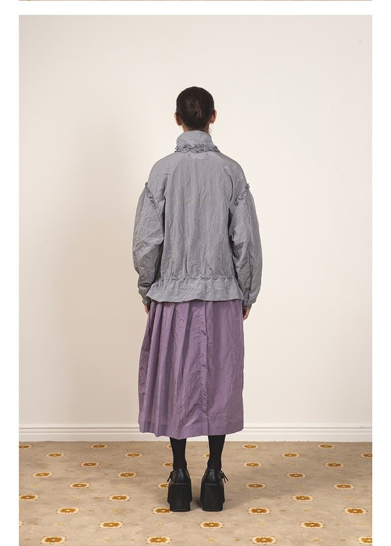 Frill Detail Anorak Jacket Grey — vue 4