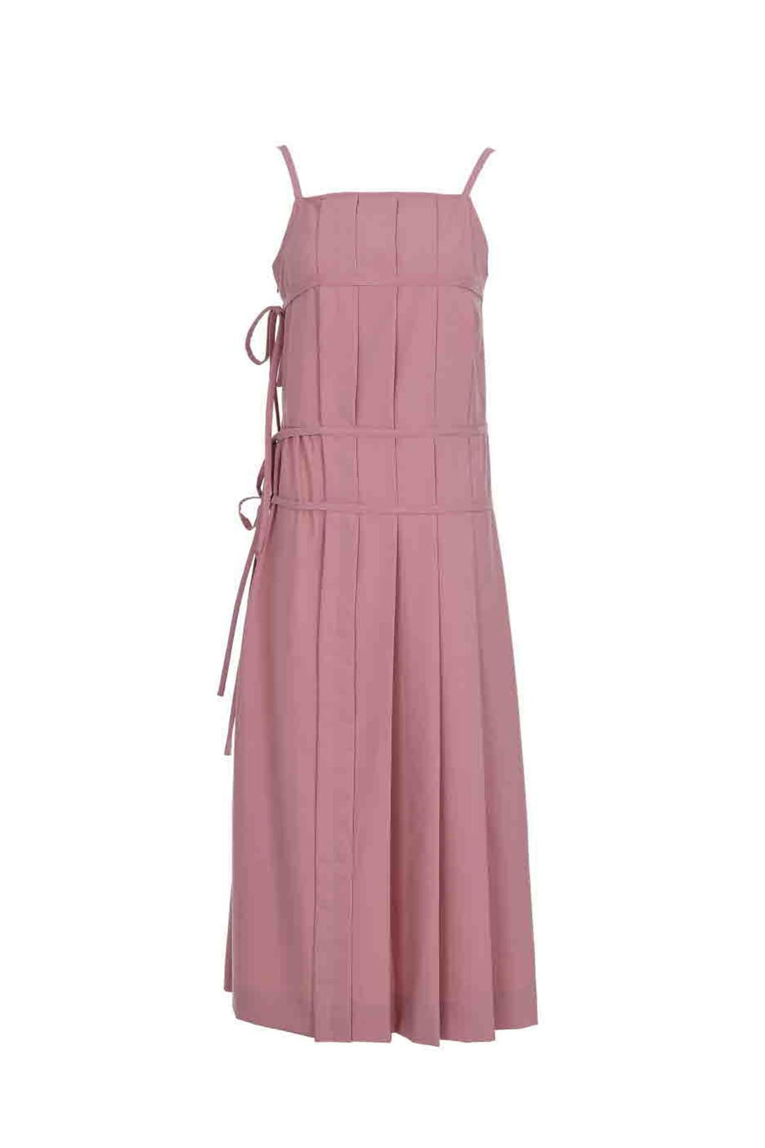 Pleats Wrap Detail Long Dress Pink — vue 1
