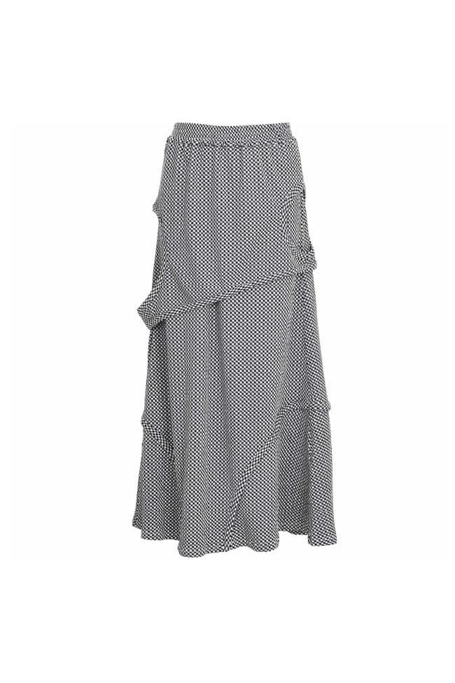 Cut-Out Detail Banding Skirt Black Check — vue 2