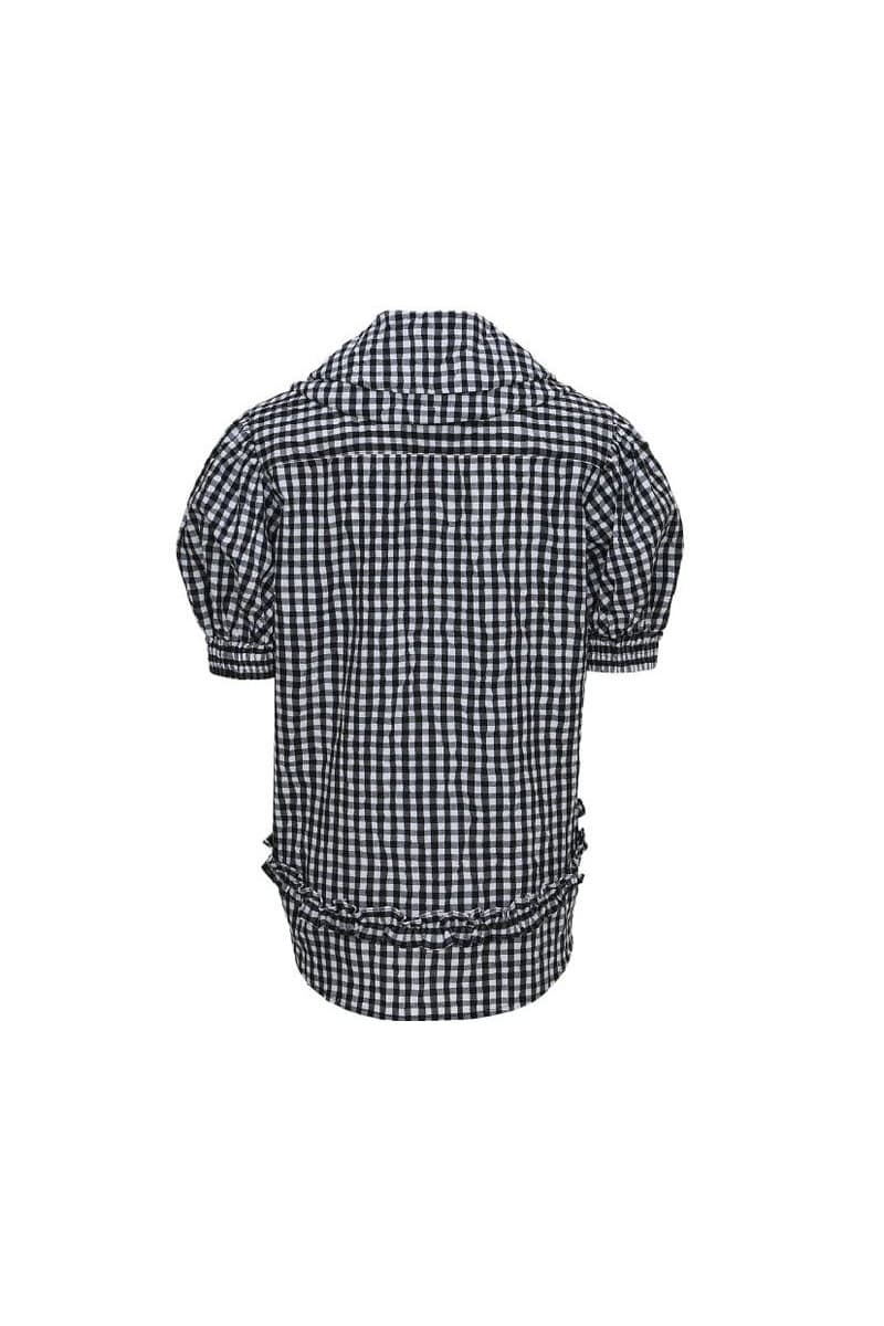 Frill Detail Round Collar Check Shirt — vue 3
