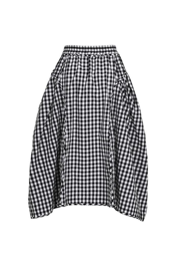 Gingham Check Line Detail Volume Skirt Black — vue 3