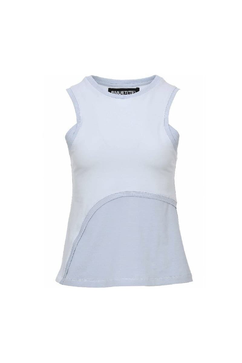 Curve Line Sleeveless Top Blue — vue 3