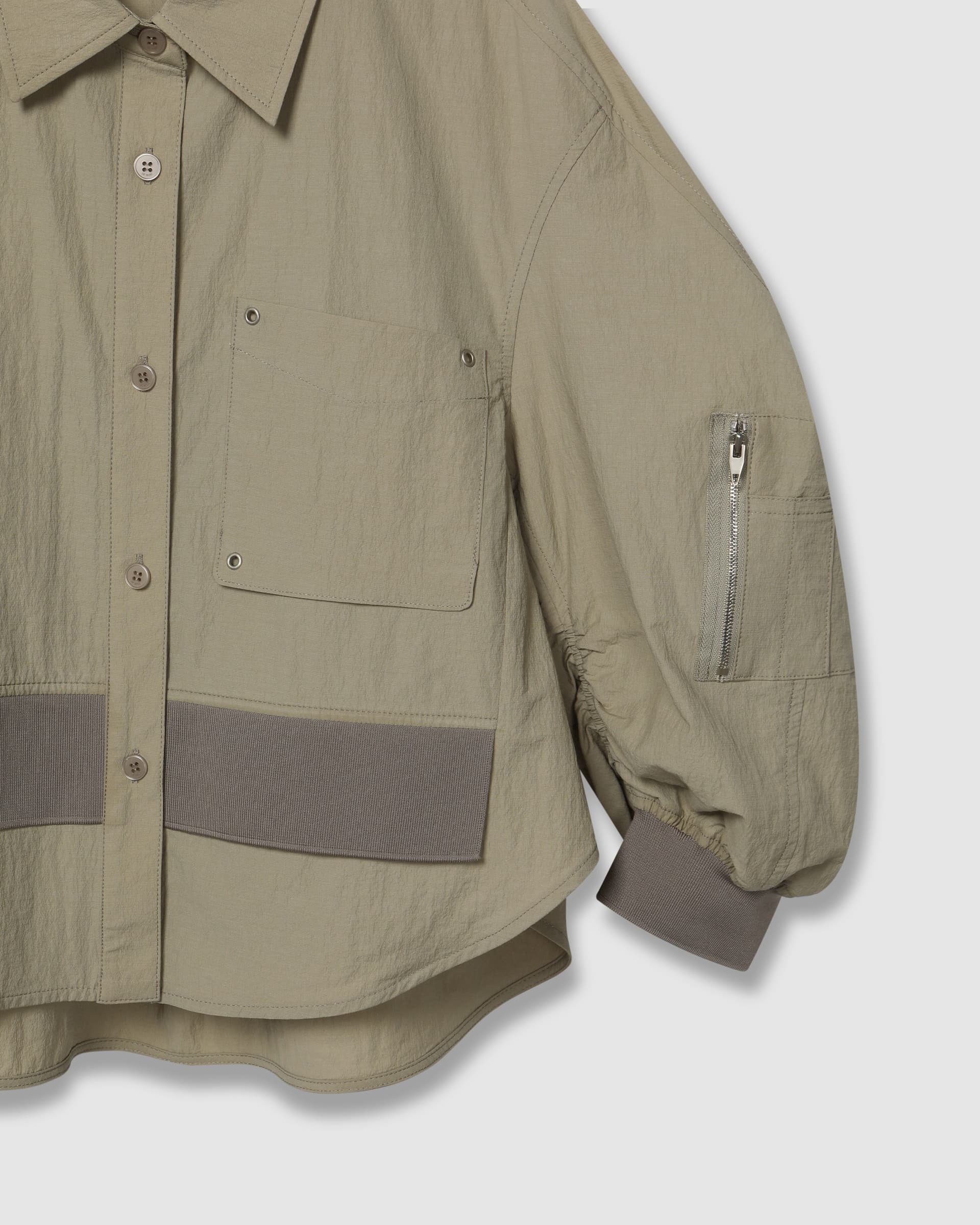 Back Shirring Collar Jacket Khaki Beige — vue 6