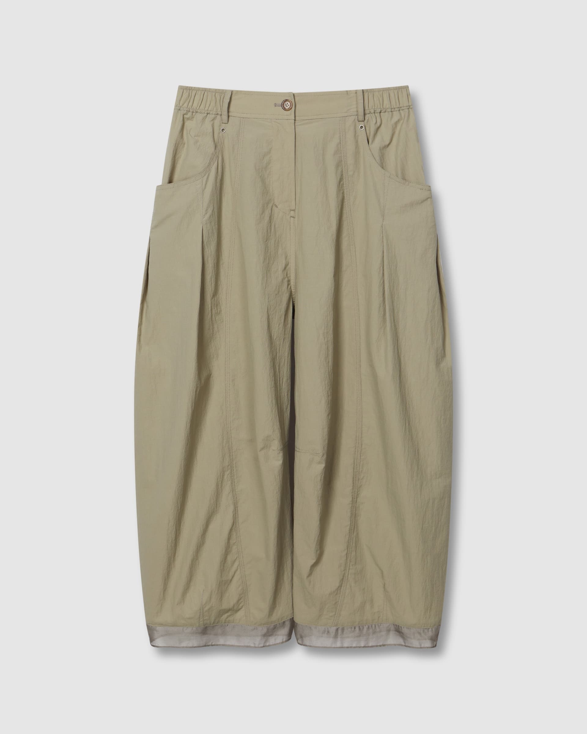 Eyelet Point Tuck Pants Khaki Beige — vue 2