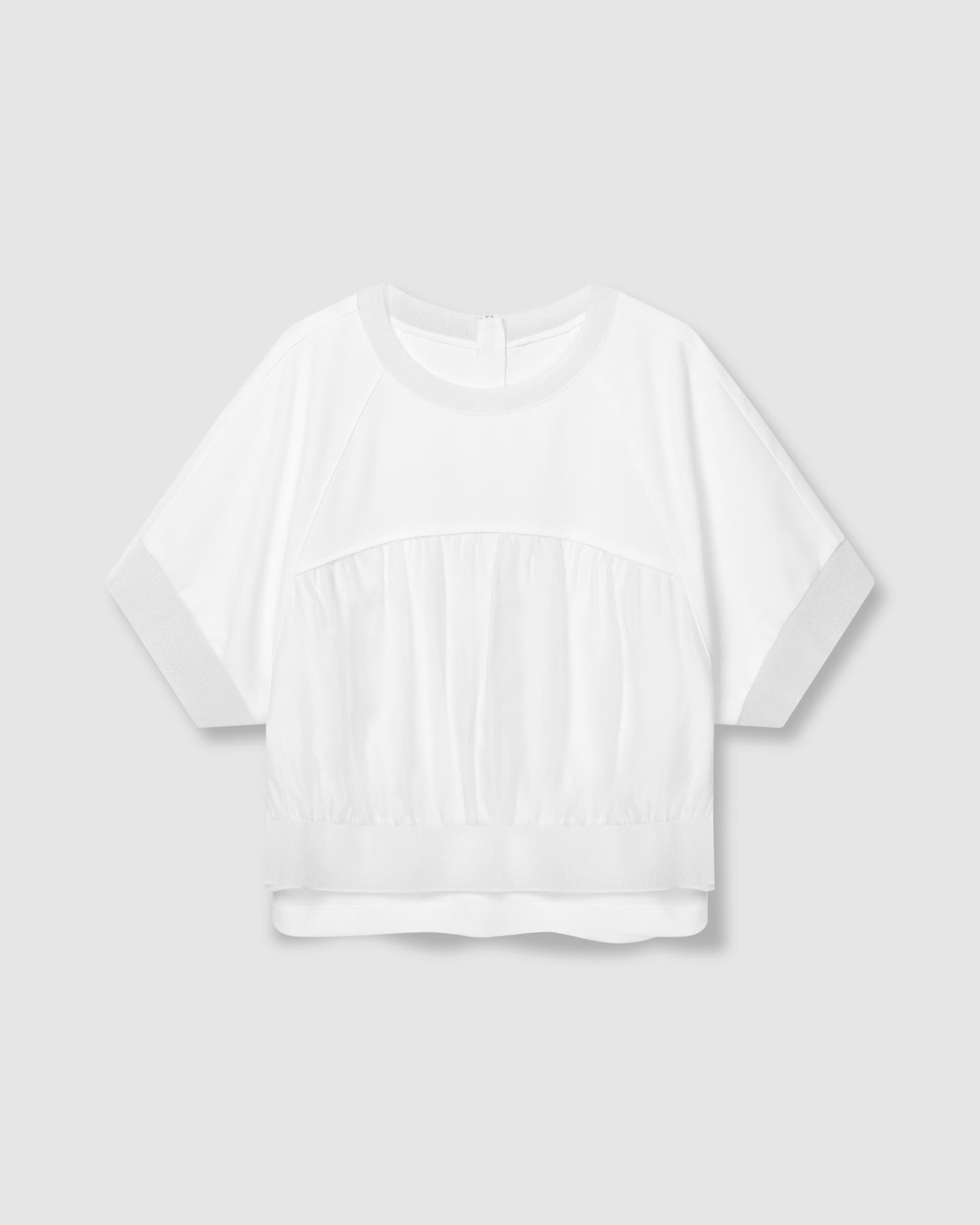 Round Half Zip T-Shirt White — vue 2