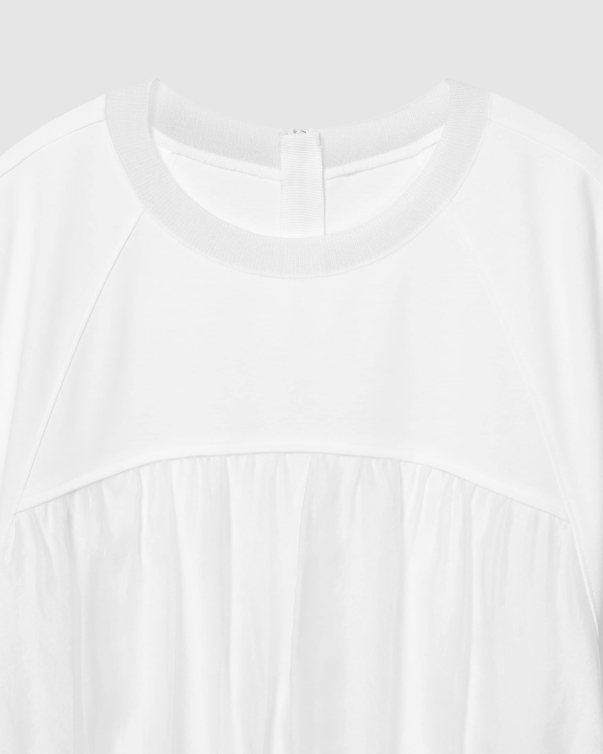 Round Half Zip T-Shirt White — vue 4