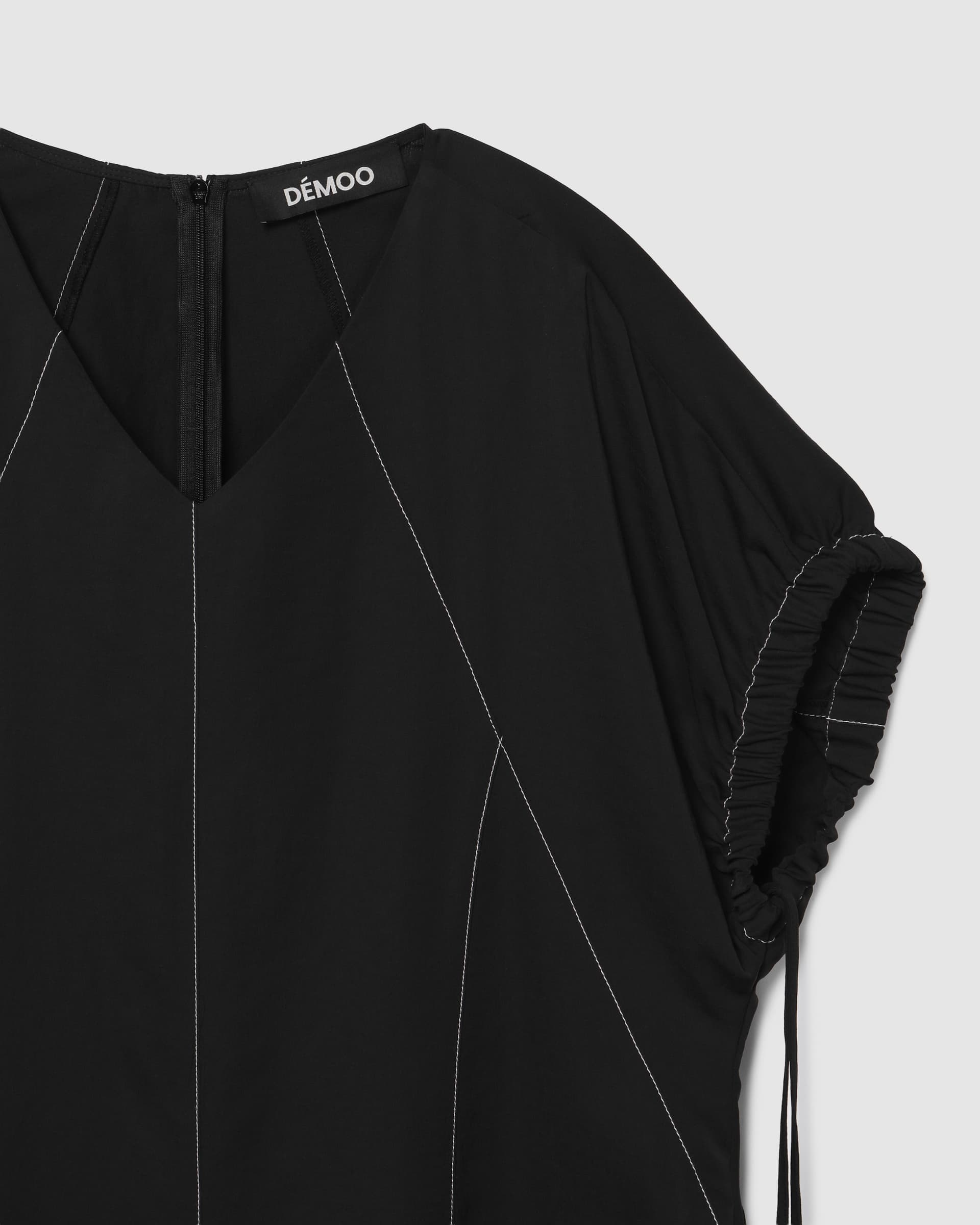 Balloon Stitch Long Dress Black — vue 4