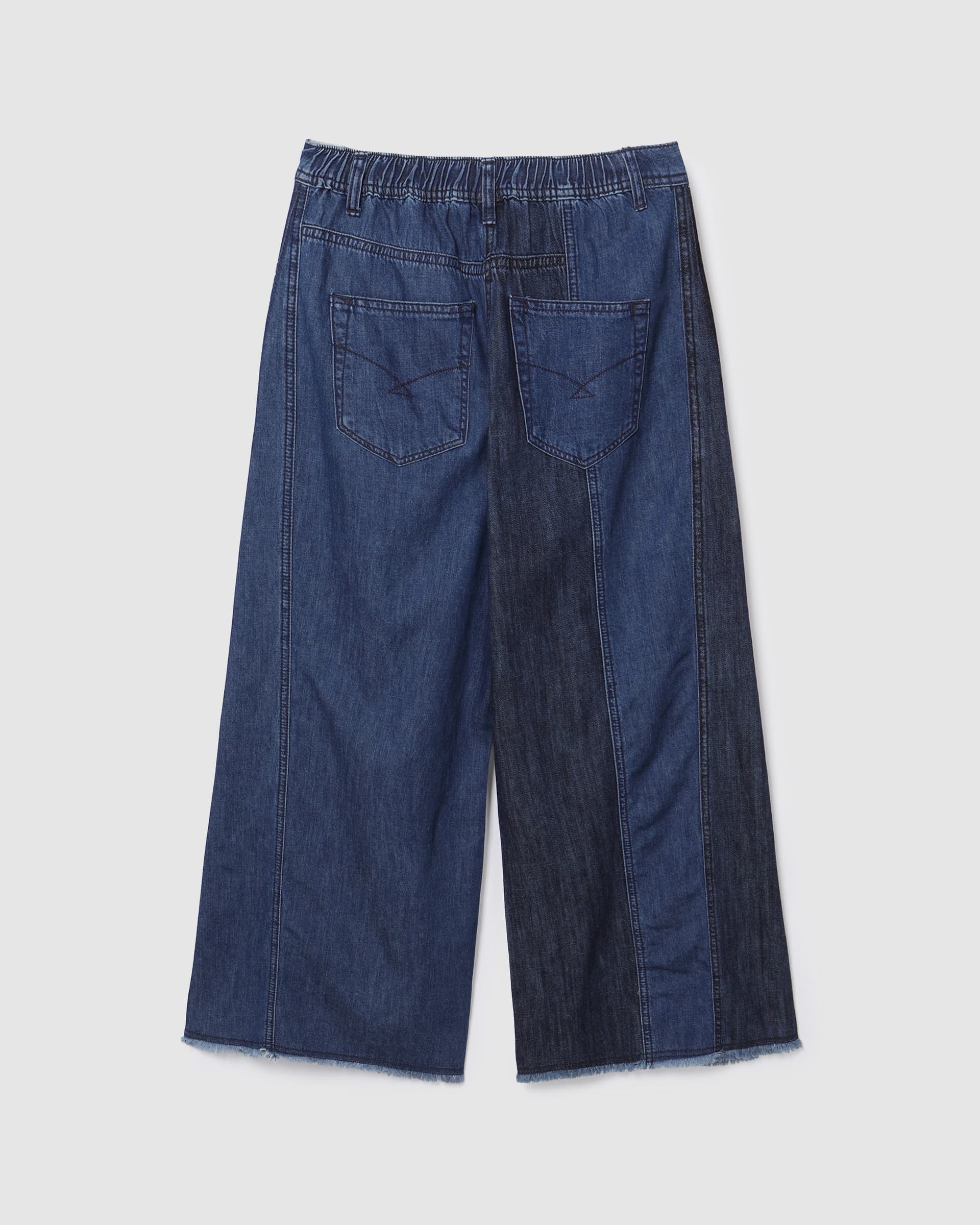Wide Two-Tone Denim Pants Blue — vue 3