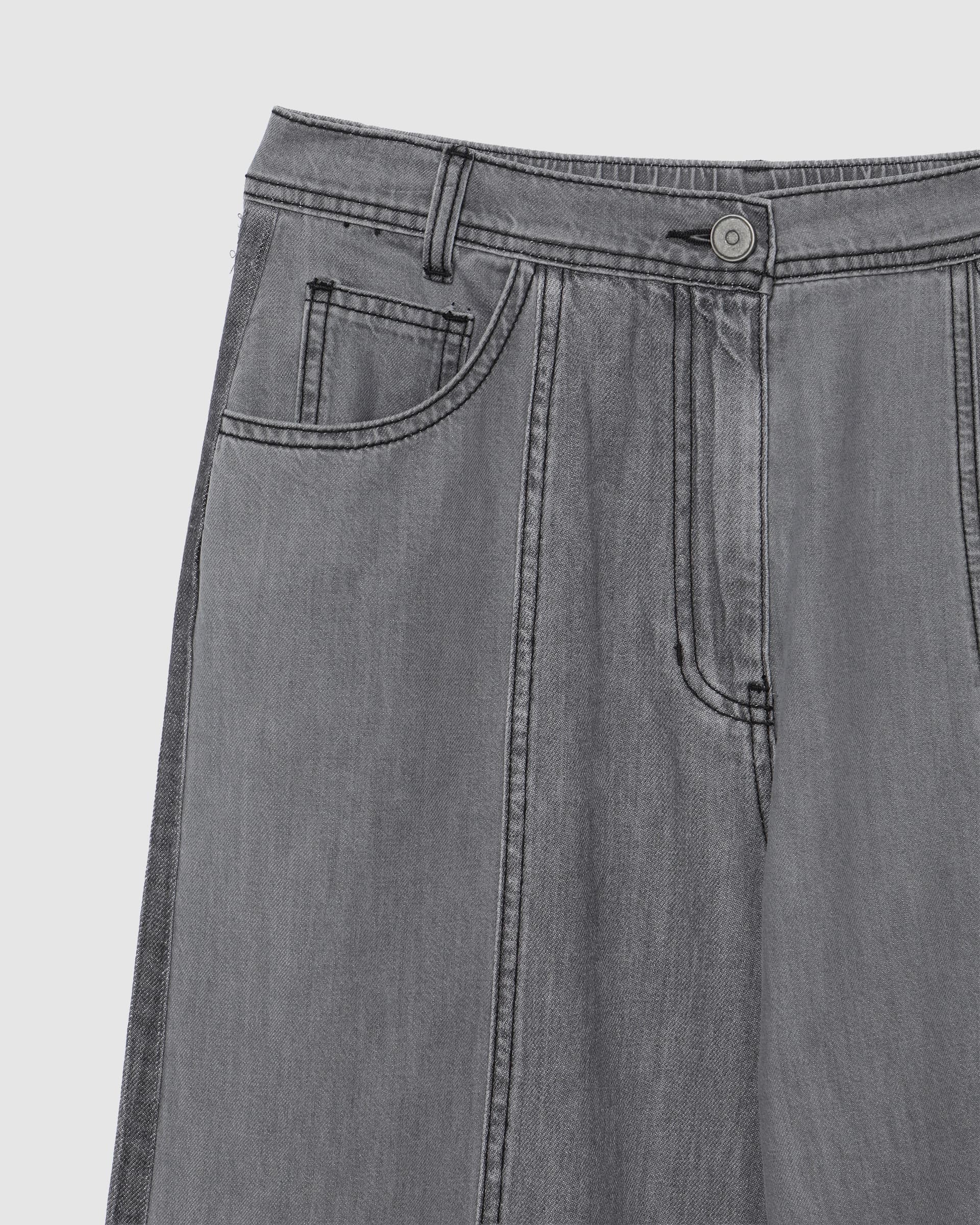 Wide Two-Tone Denim Pants Grey — vue 4