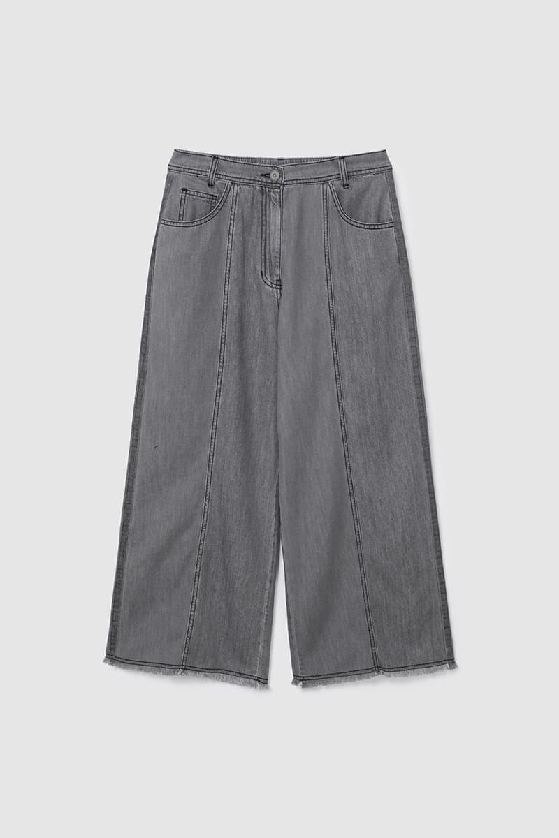 Wide Two-Tone Denim Pants Grey — vue 1