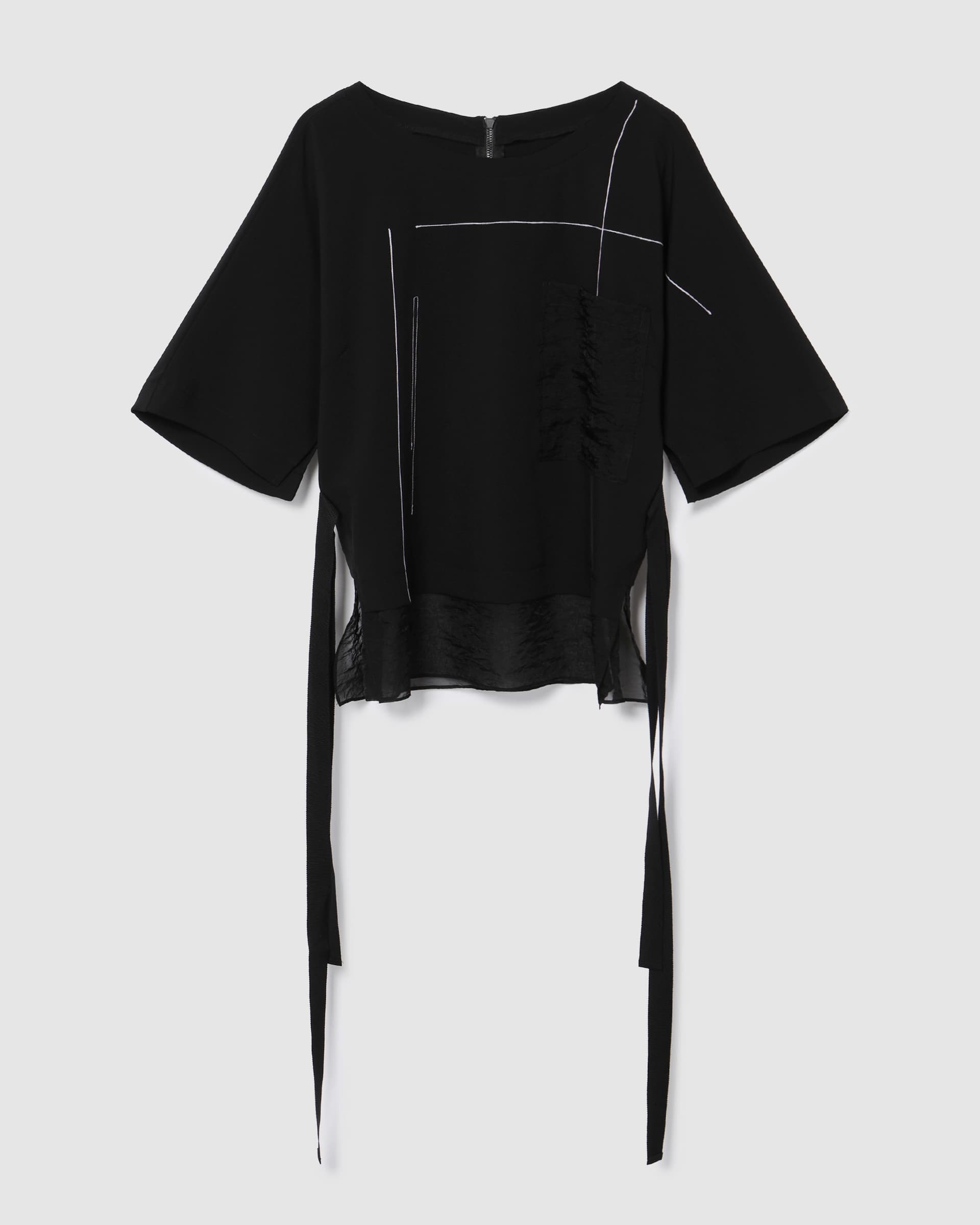 Contrast Stitch Blouse Black — vue 2
