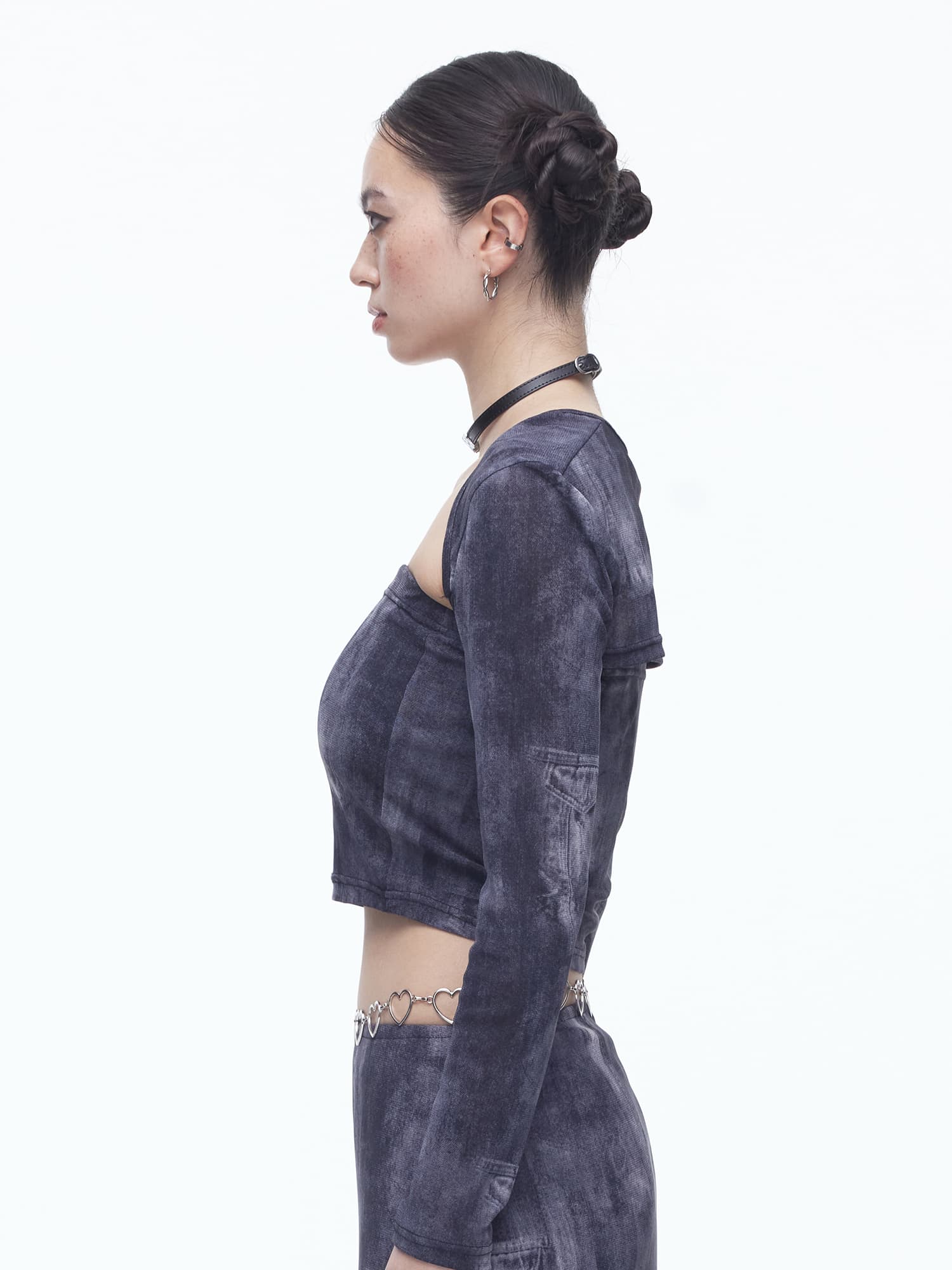 Denim Mesh Top (BK) — vue 7