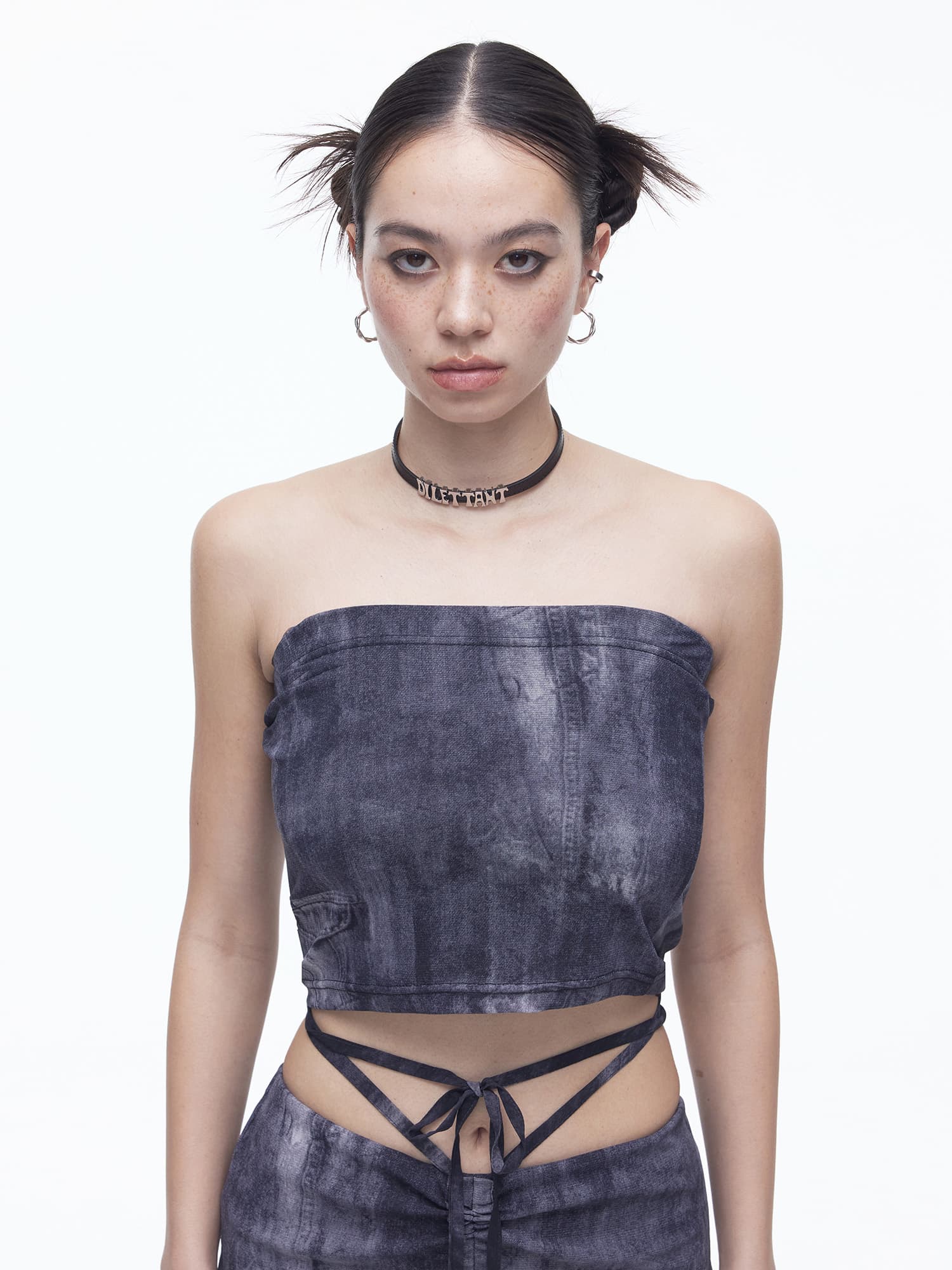 Denim Mesh Top (BK) — vue 1