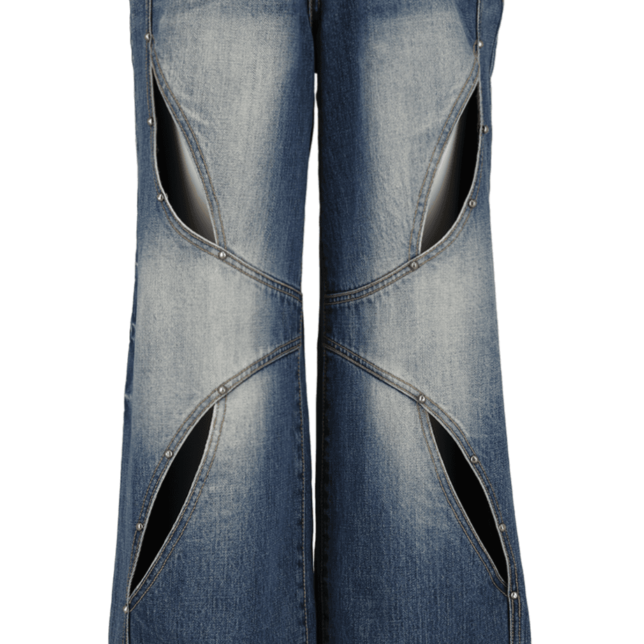 Stud Cat Eye Cut out denim pants — vue 2