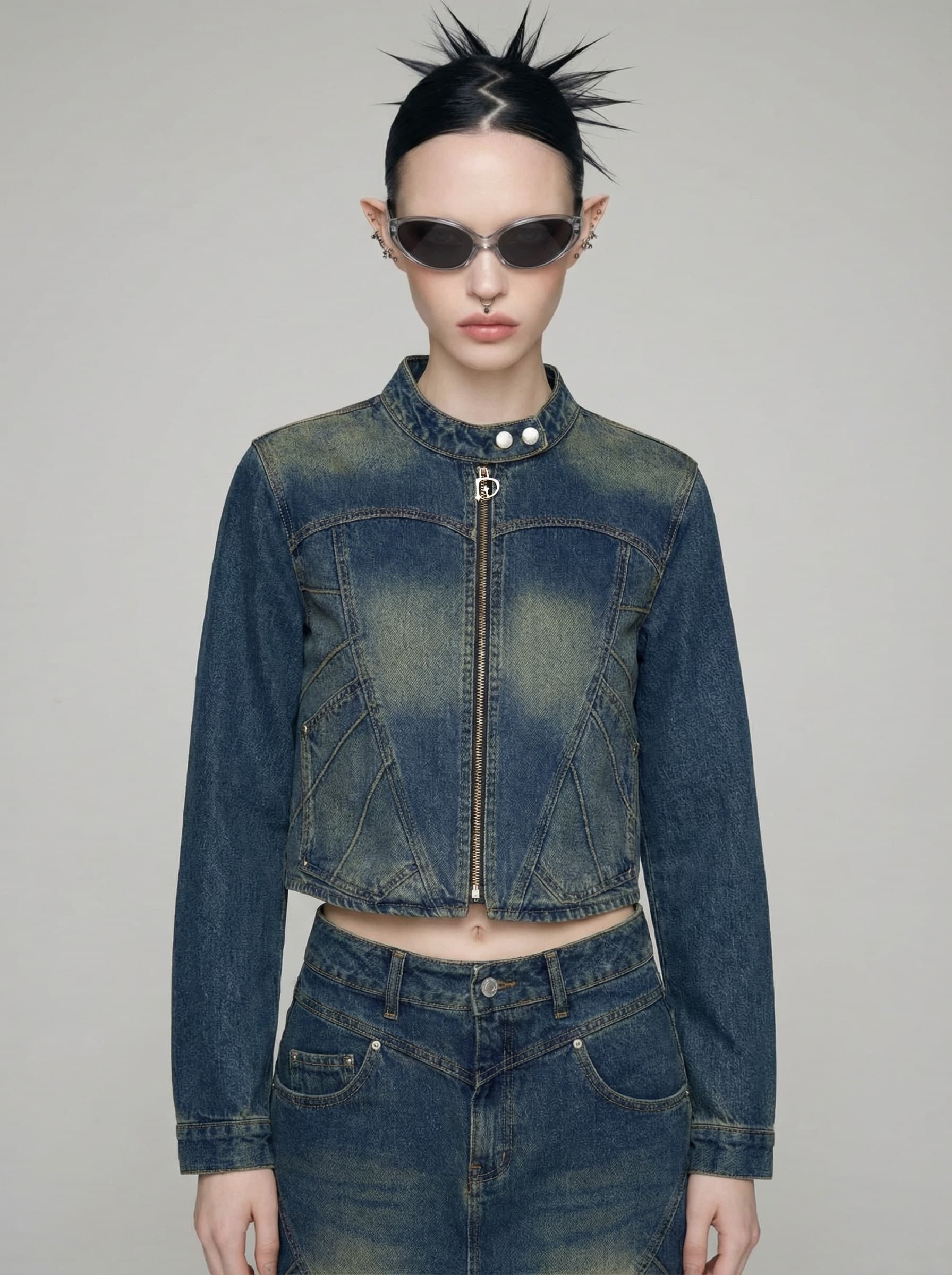 Piping Heart Denim Jacket — vue 1