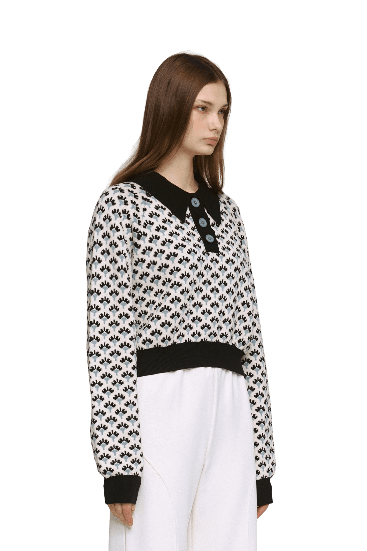 Jacquard Raglan Collar T-Shirt (IV) — vue 3