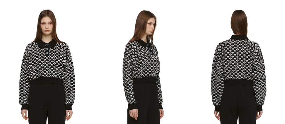 Jacquard Raglan Collar T-Shirt (BK) — vue 14