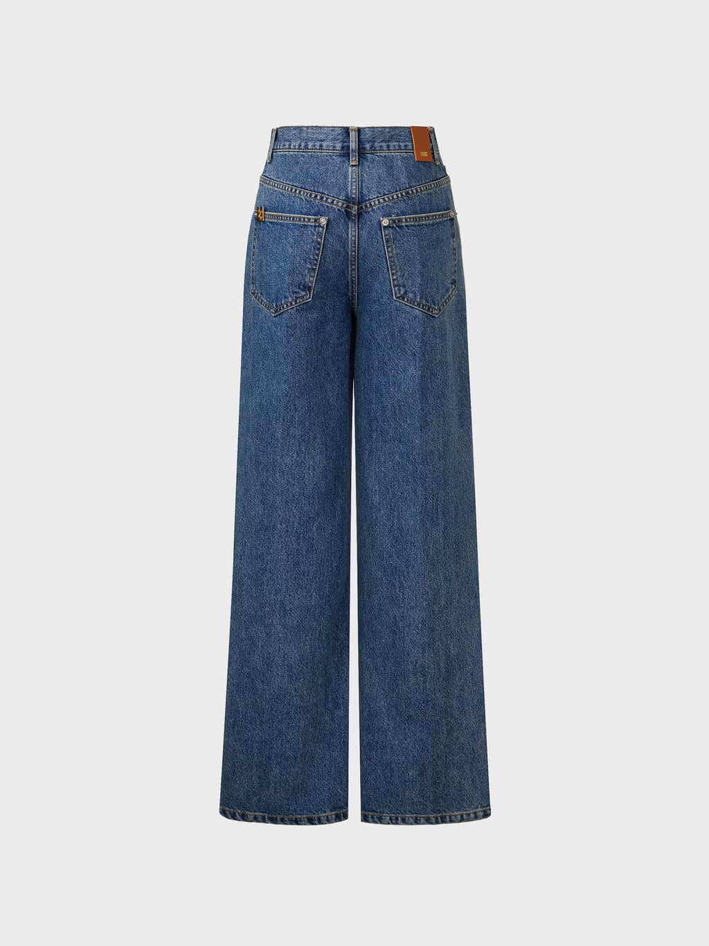 Flare-Fit Slit Denim Pants - Blue — vue 8