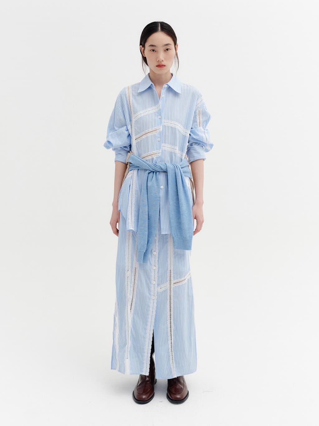 Lace Detail Panel Skirt - Sky Blue — vue 2
