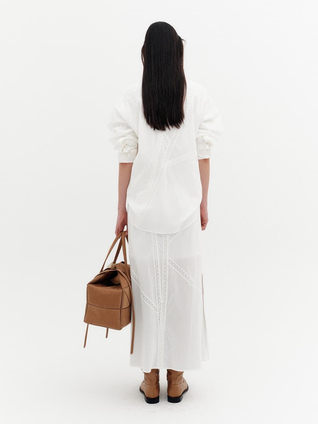 Lace Detail Panel Skirt - White — vue 6