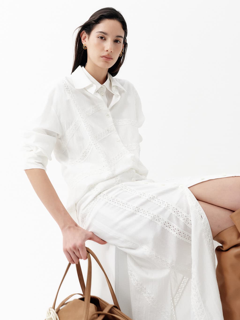 Lace Detail Panel Skirt - White — vue 7