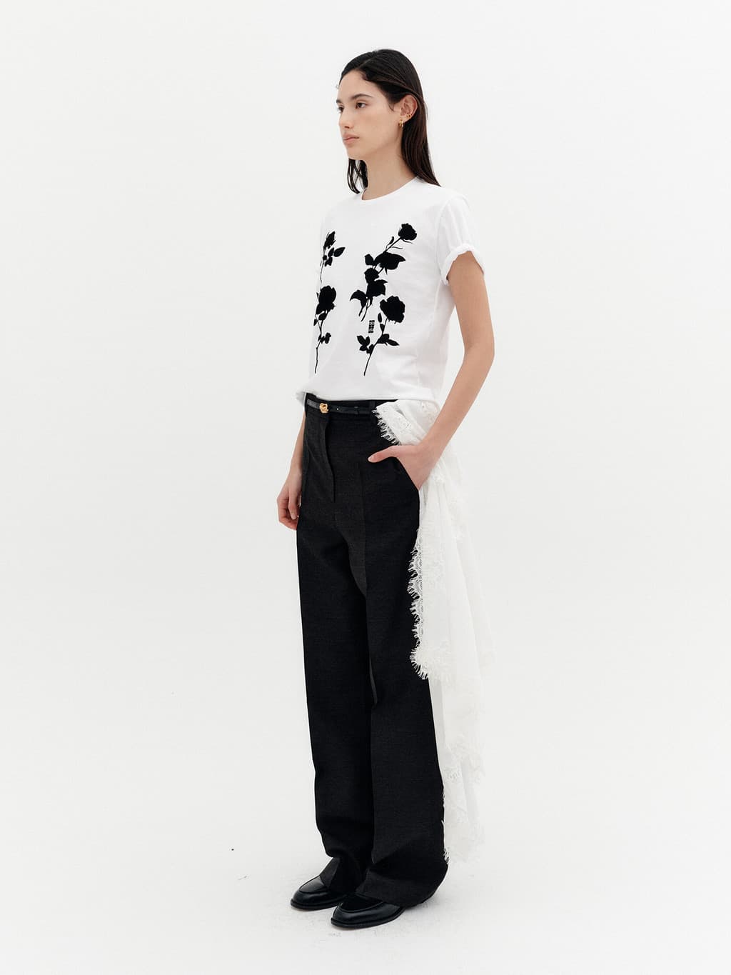 Front Rose Graphic T-Shirt - White — vue 5