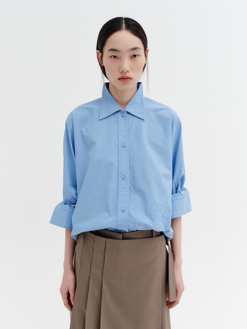 Classic Logo Embroidered Shirt - Blue — vue 1
