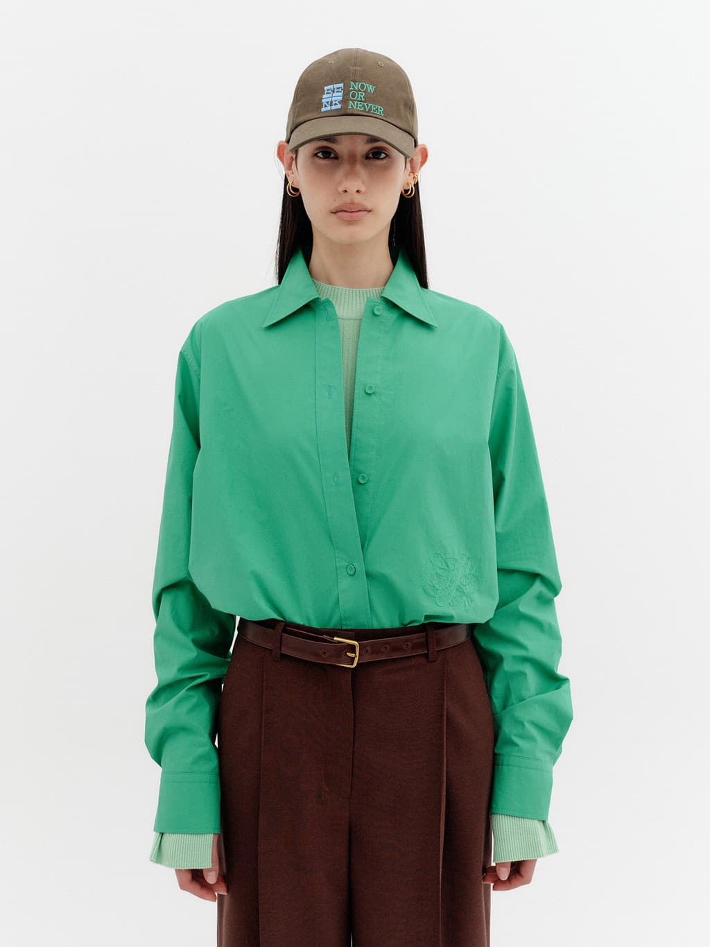 Classic Logo Embroidered Shirt - Green — vue 2
