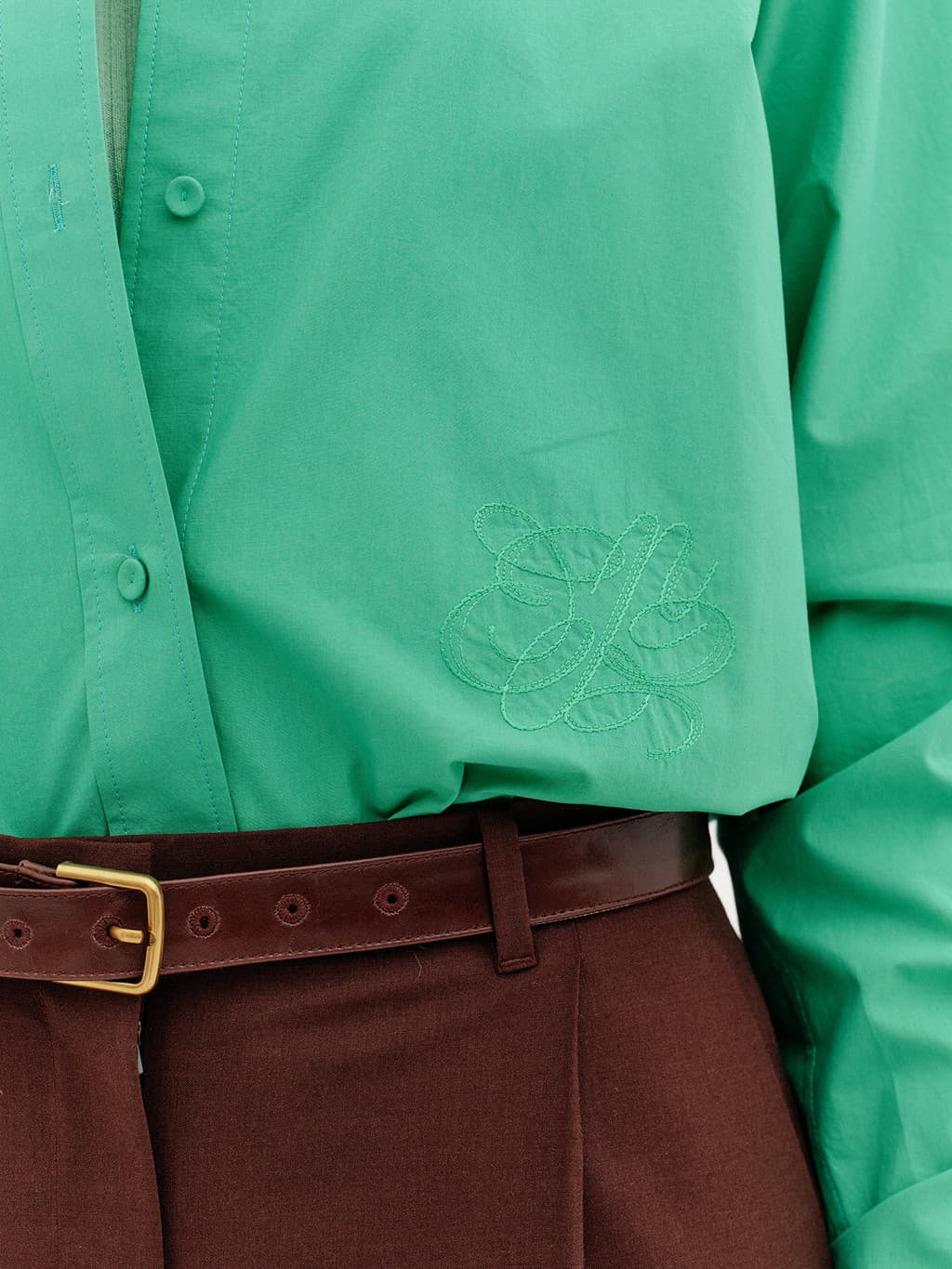 Classic Logo Embroidered Shirt - Green — vue 8
