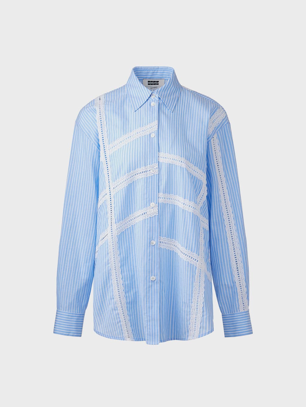 Lace Detail Panel Shirt - Sky Blue — vue 3