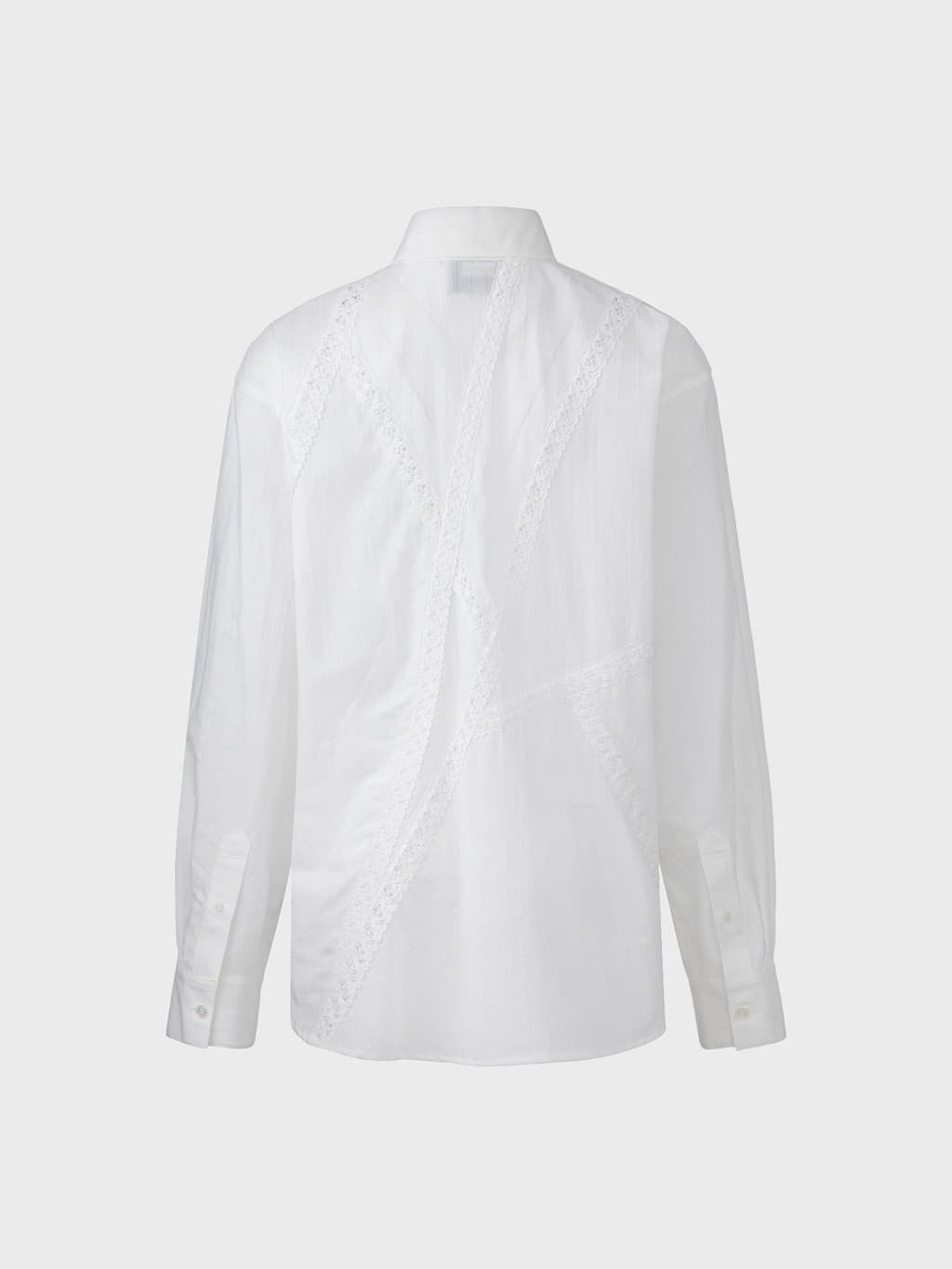 Lace Detail Panel Shirt - White — vue 11