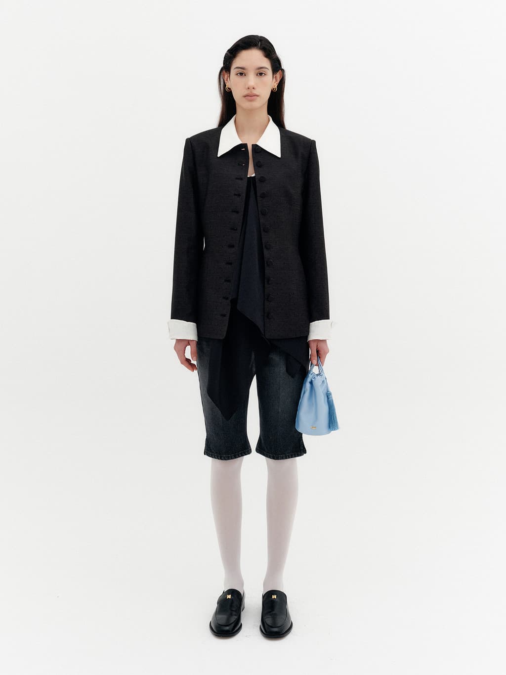 Convertible Collar Jacket - Black — vue 3