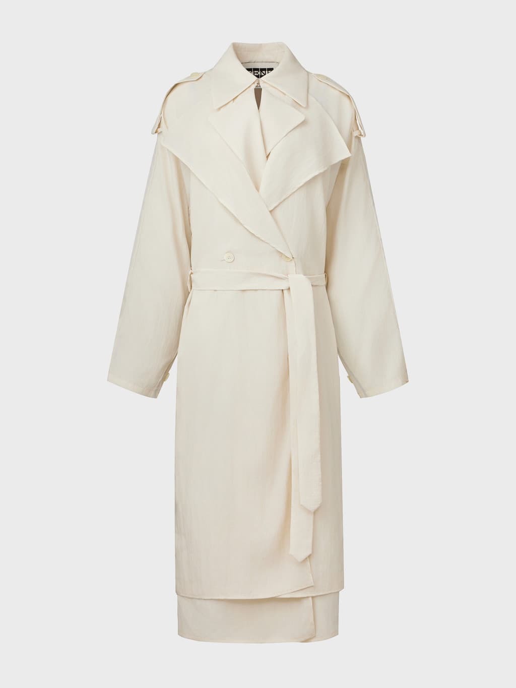Layered Collar Trench Coat - Ivory — vue 3