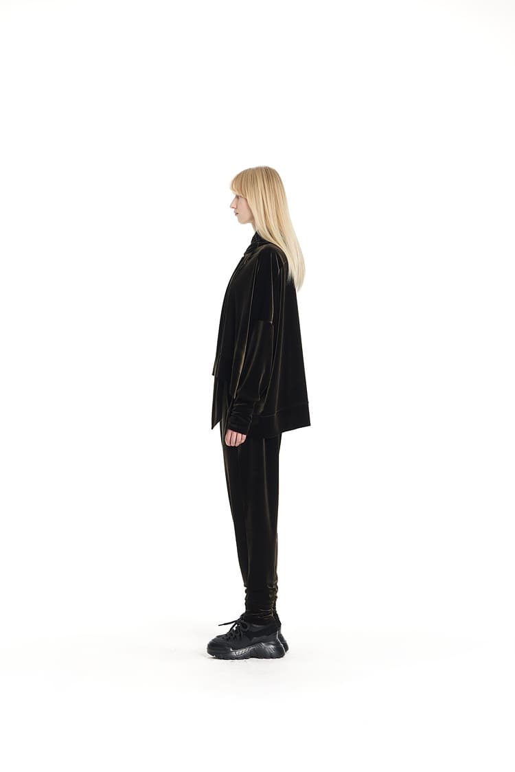 GDeL Velvet Wide Tie Hoodie (Khaki) — vue 5