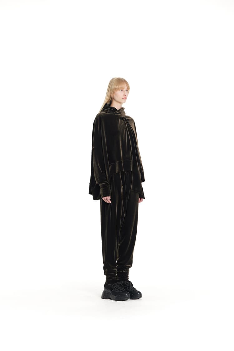 GDeL Velvet Wide Tie Hoodie (Khaki) — vue 8