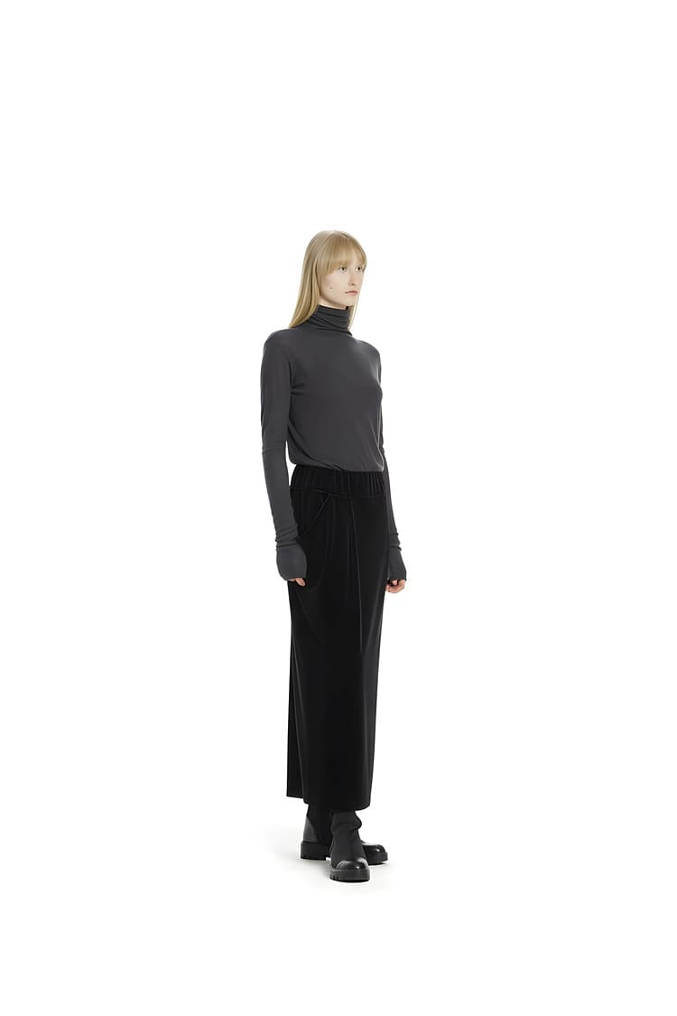 GDeL Asymmetric Pocket Velvet Skirt (Black) — vue 5
