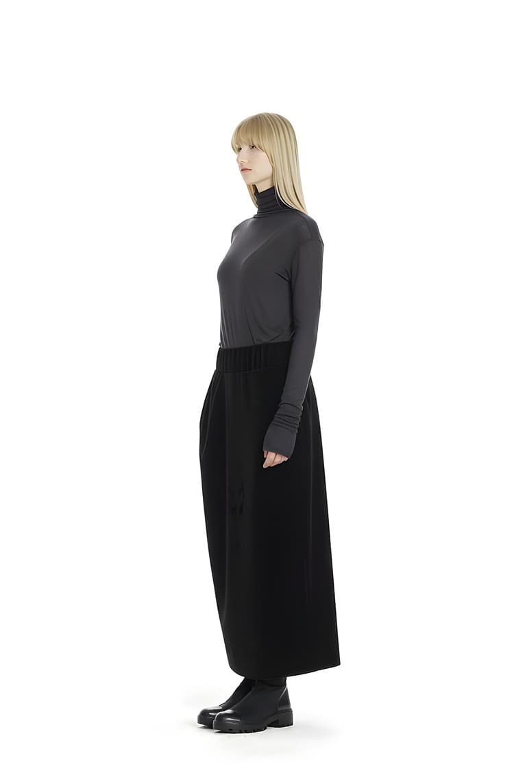 GDeL Asymmetric Pocket Velvet Skirt (Black) — vue 1