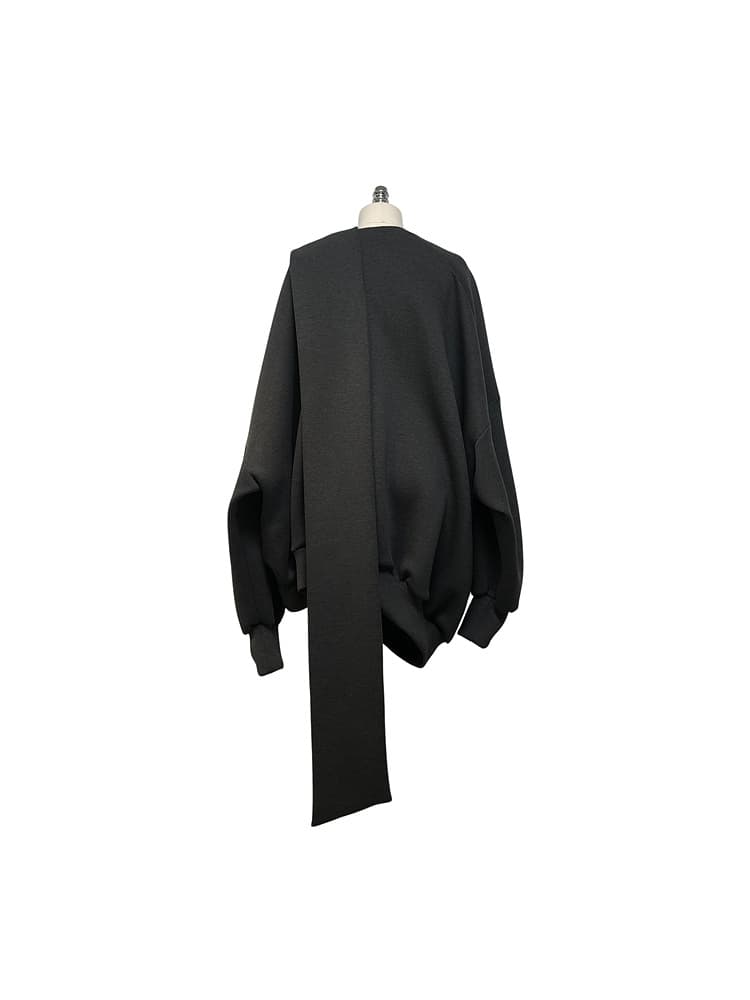 GDeL Scarf-Matched Ultra Wide Sweat Top (Dark Grey) — vue 13